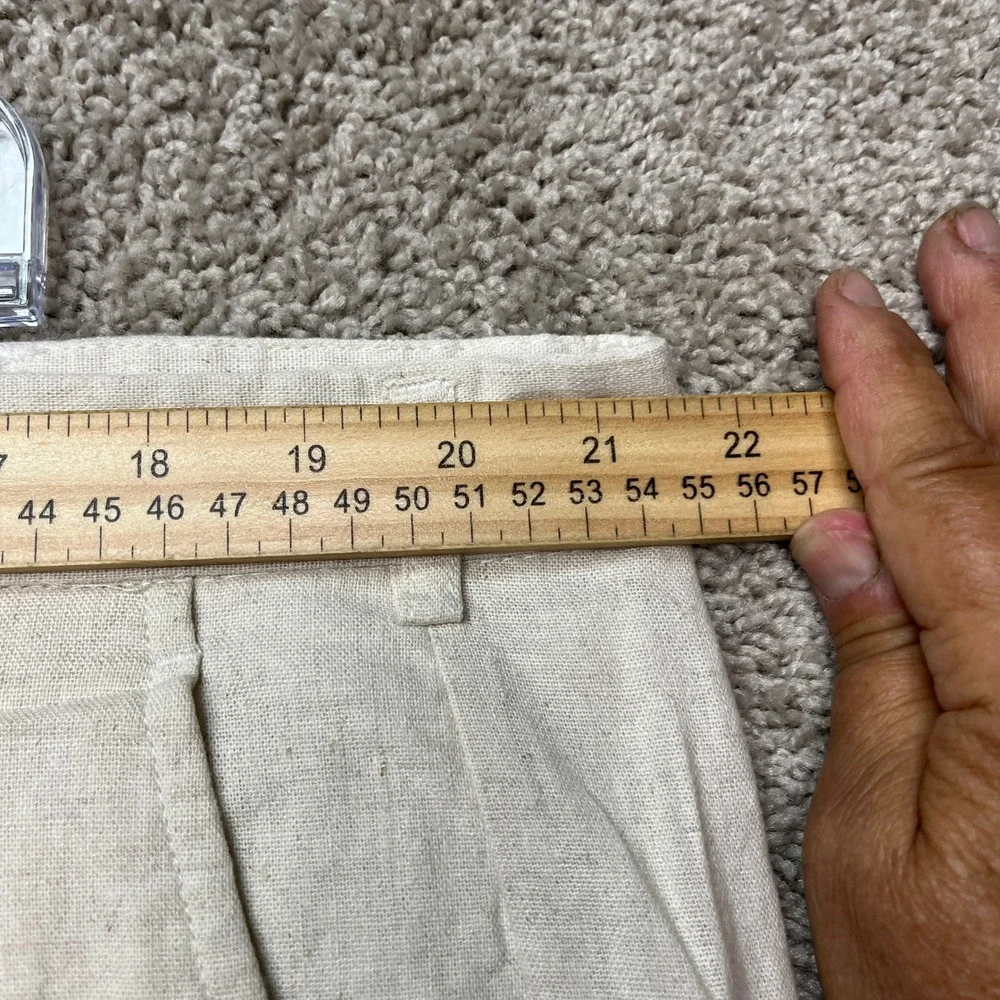 Trust Pants Mens 42x30 Beige Pleated Straight Leg Trousers Linen Blend EUC